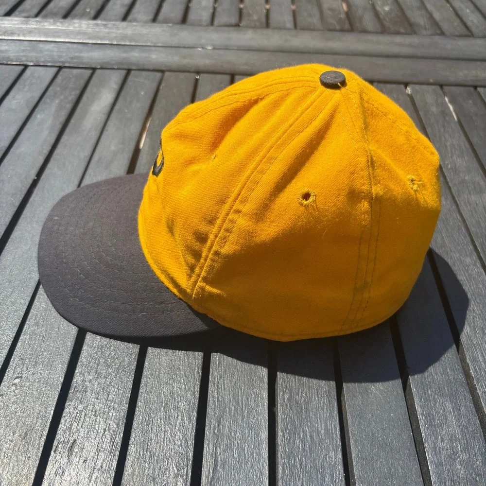 Roman Pro Pittsburgh Pirates Hat Mens 7 1/4 Yellow Black Used Vintage Fitted